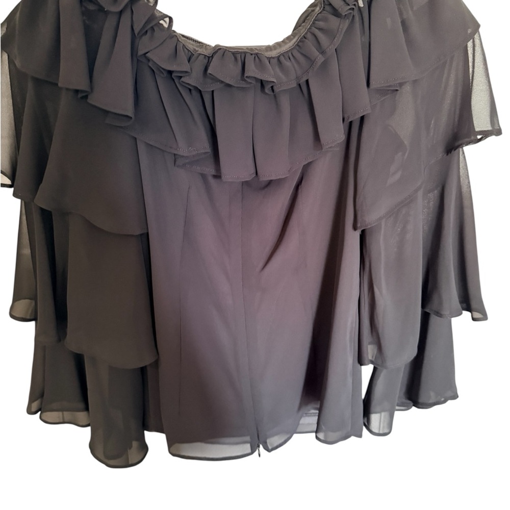 JULIAN TAYLOR NEW YORK Black Ruffle Chiffon Women's Top SZ. 8 NWT - Picture 2 of 2